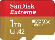 1TB Extreme Microsdxc UHS-I Memory Card with Adapter - C10, U3, V30, 4K, 5K, A2,