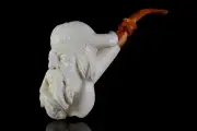 VIKING figure pipe By Ali New Handmade Block Meerschaum Custom Case#1646