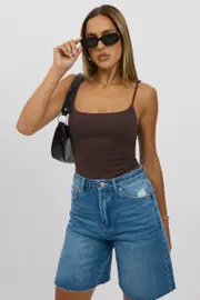 Brown Bodysuit Sleeveless Supersoft - Size 16XL, Women's Bodysuit