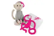 Matchstick Monkey Teething Gift Set Plush Teether Muslin Blanket Baby 3m+ Pink