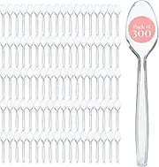 300 Clear Plastic Spoons Bulk, Premium Plastic Spoons Heavy Duty, BPA-Free, Egg Spoon, Suitable for Weddings, Dinners, Everyday Flatware & Party Supplies