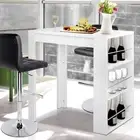Artiss Bar Table 3-tier Storage Shelves White
