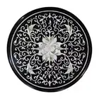 12" Unique Black Marble Side Table Top Mop Inlay Pietradura Art Antique Home Dec