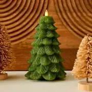 Luminara Chalky Green Christmas Tree Flameless LED Candle 8.5in Holiday New