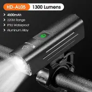 WEST BIKING 1300 Lumen Bicycle Front Light USB Rechargeable Flashlight MTB Road Bike LED Headlight Waterproof Cycling Light 1300LM HD-AL05