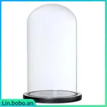 LASS DOME WITH WOOD BASE FLOWER LANDSCAPE HOLDER GLASS COVER