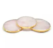 Real Rose Quartz Crystal Coasters. Set of 2. Coaster, candle holder, ring tray