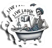 Live Laugh Toaster Bath Magnets - 5" On Longest Side - Skull Sitting in A Bath Tub - 2 Pack - Thick Strong Magnet - Magnets for Fridge, Toolbox, Cars - Made in USA - PLDFMAG0180