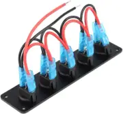 5 Gang round Rocker Switch Panel, Waterproof On-Off Toggle Switches, Function Ro