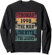 [X.Style] Thomas 1998 24 Years Funny 24th Birthday Decorations Party Sweatshirt ds1821 Sweatshirt (S) Black