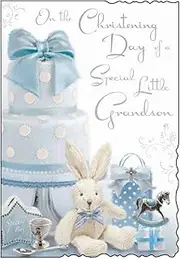 On The Christening Day of A Special Little Grandson - Christening Day Card JJ by Jonny Javelin