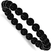 [JewelryWeb] 8mm Black Agate Beaded Stretch Bracelet-Stretch-Bracelet for Women