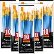 Acrylic Paint Brush Set, 6 Packs / 60 pcs Nylon Hair Brushes for All Purpose Oil Watercolor Painting Artist Professional Kits
