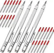 NEPAK 4 Pack Tungsten Carbide Tip Scriber with Extra 4 Free Replacement Marking Tip, Aluminium Etching Engraving Pen with Clip and Magnet for Glass, Ceramics and Metal Sheet
