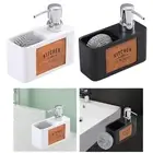 Kitchen Soap Dispenser with Sponge Holder Refillable for Restaurant Bathroom