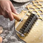 Stainless Steel Lattice Dough Cutter for Cookie Pie Pizza Bread Pastry Crust Roller