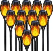LED Solar Flame Torch Lights Outdoor Garden Lantern Lamp Flickering Dancing Aus