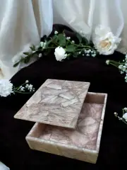 6"x4"x2" Pink Quartz Jewelry Box, Trinket Box, Jewelry Organizer, Storage Box
