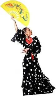 Garneck 1Pc Traditional Chinese Pattern Handheld Folding Fan for Tai Chi Martial Arts Dance Portable Yellow Design Craftsmanship for Summer Events Cultural Performances