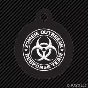 Zombie Outbreak Response Team Keychain Round with Tab engraved many colors v2