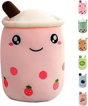MDXMY 19.6 Inch Boba Tea Plush Stuffed Toy Pink Strawberry Pearl Milk Tea Bubble Plush Pillow Home Soft Hug Pillow Gifts (Pink Strawberry, 19.6 in)