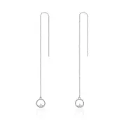 Sterling Silver Long Tassel Circle Threader Hypoallergenic Earrings