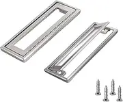 Gripebao 2 Pack Sliding Barn Door Handle, Zinc Alloy Recessed Cabinet Pull Handle, Flush Mount Door Pull Handle, Recessed Drawer Pulls, Closet Door Finger Hidden Ring Pull for Home Kitchen, Silver