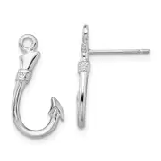 Sterling Silver De-Ani Rhodium-Plated Polished Fish Hook Post Earrings