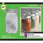 Ball Mini Mason Dry Storage Jars 4-Pack Lids 4-oz Food Spices Crafts BPA Free