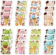 Dorgua Make Your Own Ice Cream Stickers, Make-a-Face Stickers, Ice Cream Dessert DIY Craft Stickers, Make Your Own Stickers for Kids Birthday Gift Party Favors, 8 Designs 24 Sheets