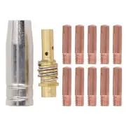 12Pcs Welding Torch 0.8mm Nozzle Contact Tip Welder 15AK MIG/ MAG Kit