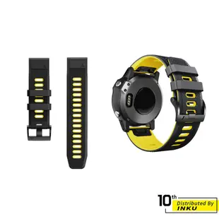 Garmin fenix5/5x 快拆矽膠雙色錶帶 替換錶帶 菱紋 雙色 腕帶 手錶 配件 表帶 折疊扣 22/26mm