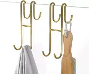 Over Shower Glass Door Hook, 2 Pack Gold Stainless Steel Extended Shower Door Ho