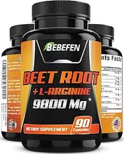 90Capsules - 8in1 Beet Root L-Arginine Supplement with Pomegranate Fruit, Red Spinach, Black Pepper & More 9800mg - Gluten Free, Non-GMO - 3-Month Supply