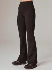 Flared Black Leggings for Women. Running Bare Pocket Tights
