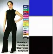 Sleeveless Jumpsuit Dance Costume WHITE BLACK or ROYAL High Neck Unitard