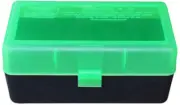 MTM Rifle Ammo Box - 50 Round Flip-Top 300 WSM 45-70 7mm SAUM - Clear Green/Blac