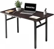 ENKATRU Folding Desk, Foldable Desk for Small Spaces, Space Saving Computer Table Writing Workstation for Home Office, Easy Assembly (Dark Walnut, 80 x 50 x 75 CM)