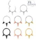 Pairs & Singles Steel Spike Hinged Segment Ear Nose Punk Sleeper Ring Earrings