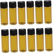 Mobestech 12pcs Transparent Small Glass Vials with Screw Caps Brown Sample Containers for Essential Oils Perfumes and Travel