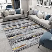 Calore Area Rugs Soft Carpet Modern Cashmere Rug for Bedroom Living Room Floor Mat Indoor Home Decorative Rugs (Black Gold, 200 x 250 cm)