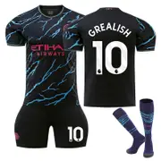 Beakey Manchester City Second Away EPL Jersey GREALISH #10 Soccer Jersey Kids Adult 3Pcs Jersey Kits