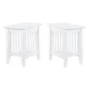 Home Square 14" Solid Hardwood End Table in White Finish - Set of 2