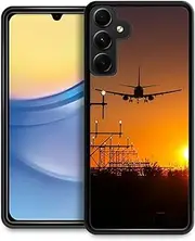 [CARLOCA] Compatible with Samsung Galaxy A15 Case with Airplane Sunrise Pattern Case Non-Slip Four Corners Shock Absorbing Soft TPU Case for Samsung Galaxy A15