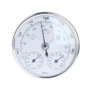 128Mm Silver Wall Hanging Weather Station With Barometer Thermometer And Hygrometer