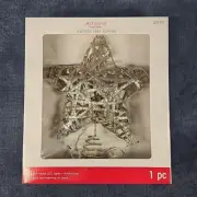 Ashland Silver Glitter Ribbon Star Lighted Christmas Tree Topper 11in Ash-05