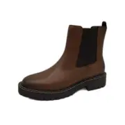 NEW Planet Shoes Fella Brown Leather Slip On Chunky Boots Ladies Size 40