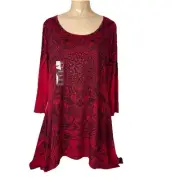 Cal Style Top Sublimation Medallion Print Sharkbite Hem Embellished size XL New