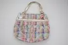 Coach Madras Signature Sequin Shoulder Tote Bag Pastel Plaid New with Tags 19611