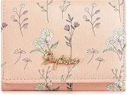 [MEISEY] Cute Print Floral Wallet Card Holder, Small Trifold Mini Thin Short Wallet, Aesthetic Kawaii Coquette Leather Pocket Wallet, Suitable for Girls, Women, Women, Pink, Ins Fresh and Sweet